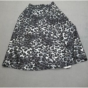 S.Deer Skirt L Womens Gray Black White Leopard Print Elastic Waist Mesh High